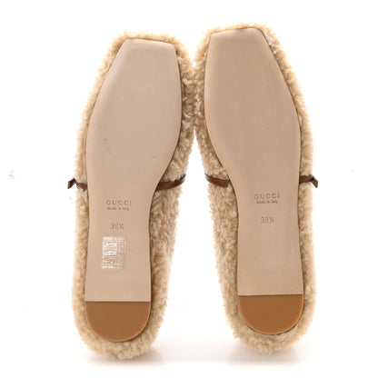 Gucci Shearling Horsebit Ballet Flats 38.5 Beige 6 of 10