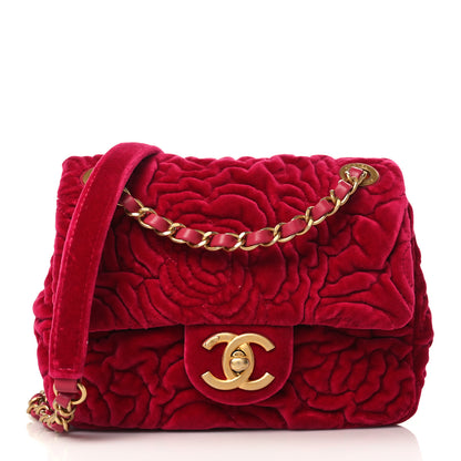 Chanel Velvet Camellia Embossed Mini Square Flap Pink 1 of 9