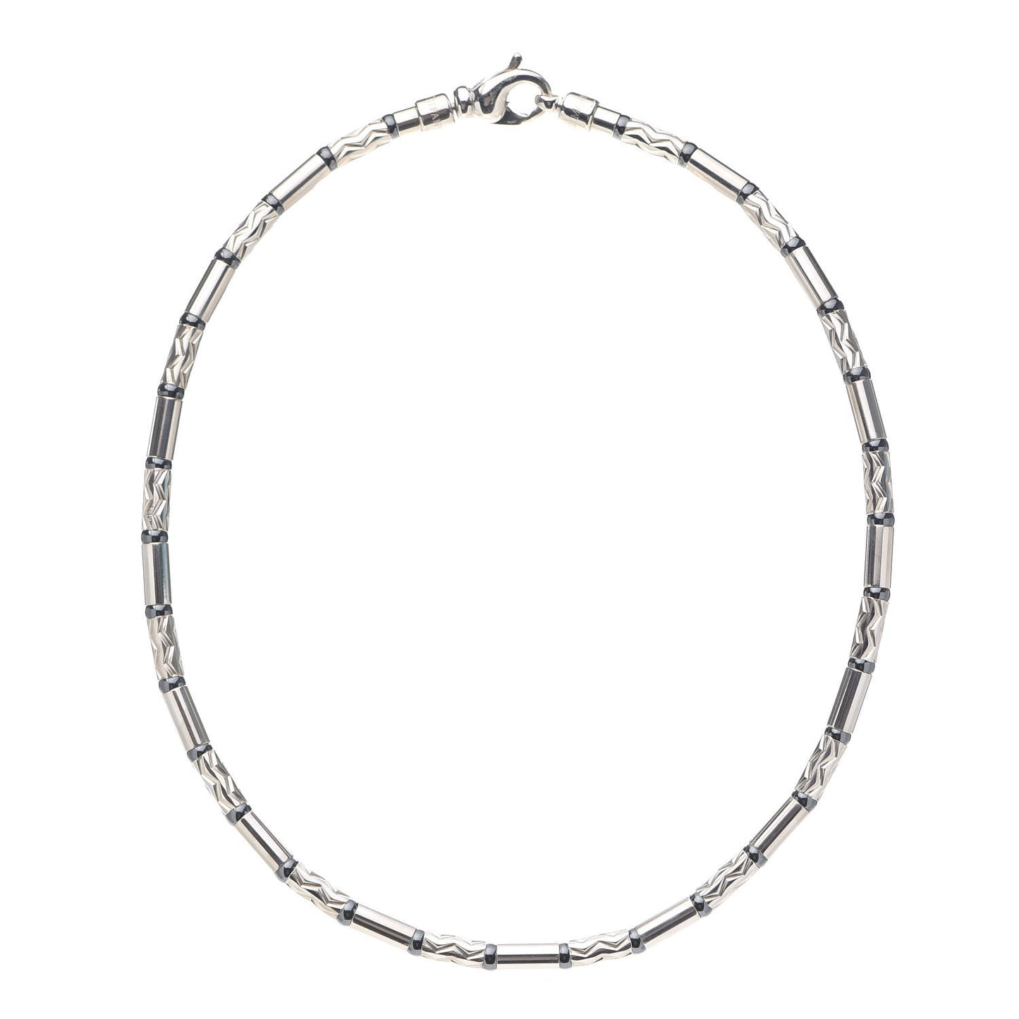 Sterling Silver Hematite Aztec Necklace