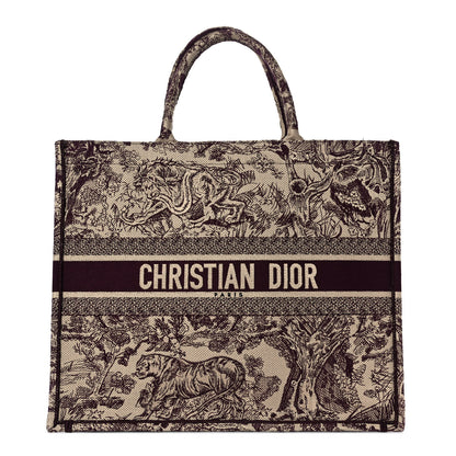 Christian Dior Canvas Embroidered Large Dioriviera Toile De Jouy Book Tote Burgundy 1 of 10