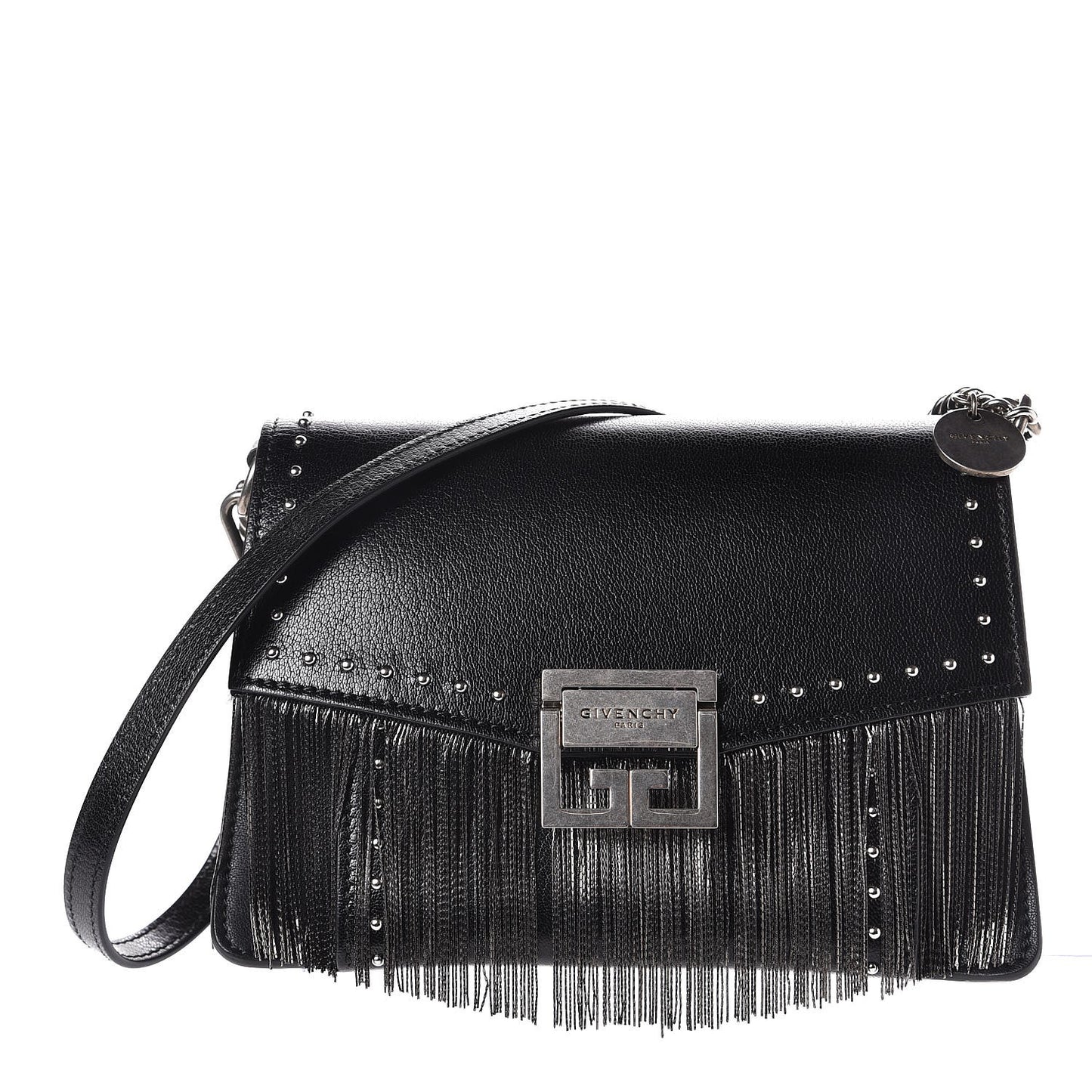 Goatskin Fringe Small GV3 Shoulder Bag Black