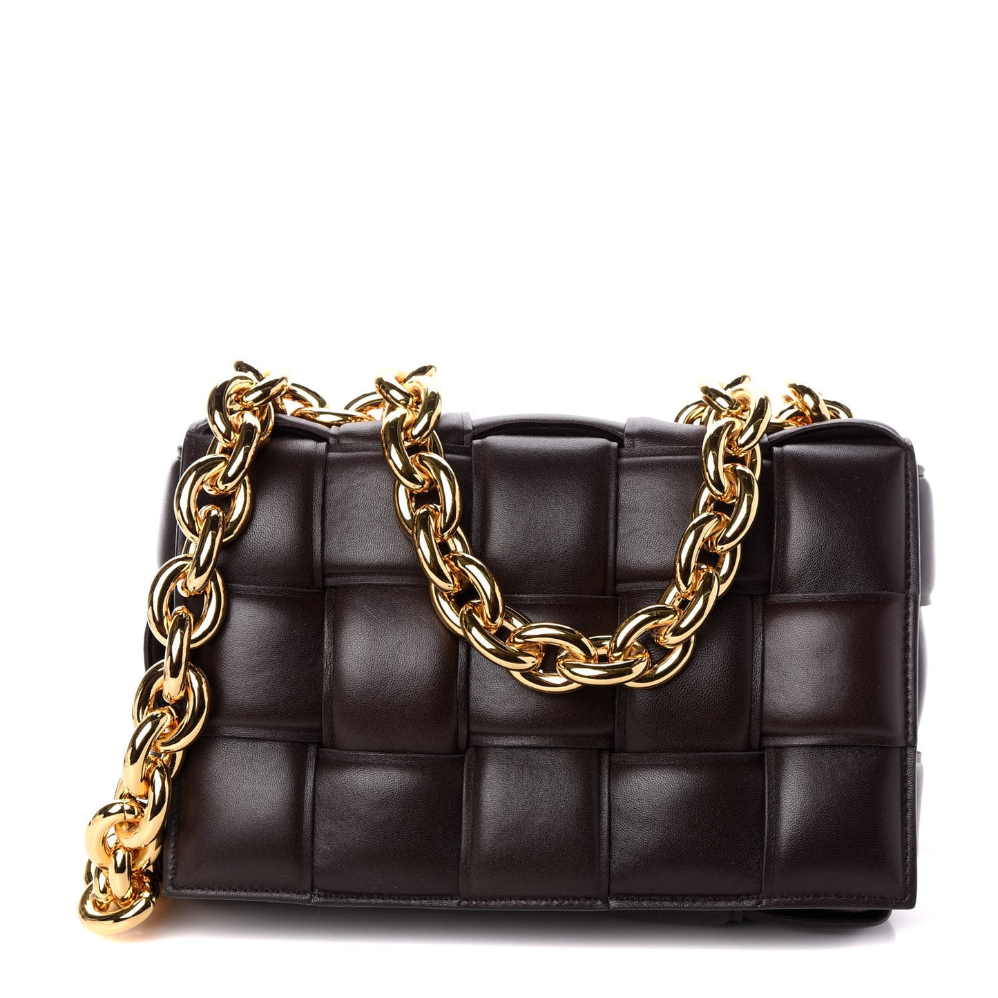 Lambskin Maxi Intreccio Padded Chain Cassette Crossbody Bag Black