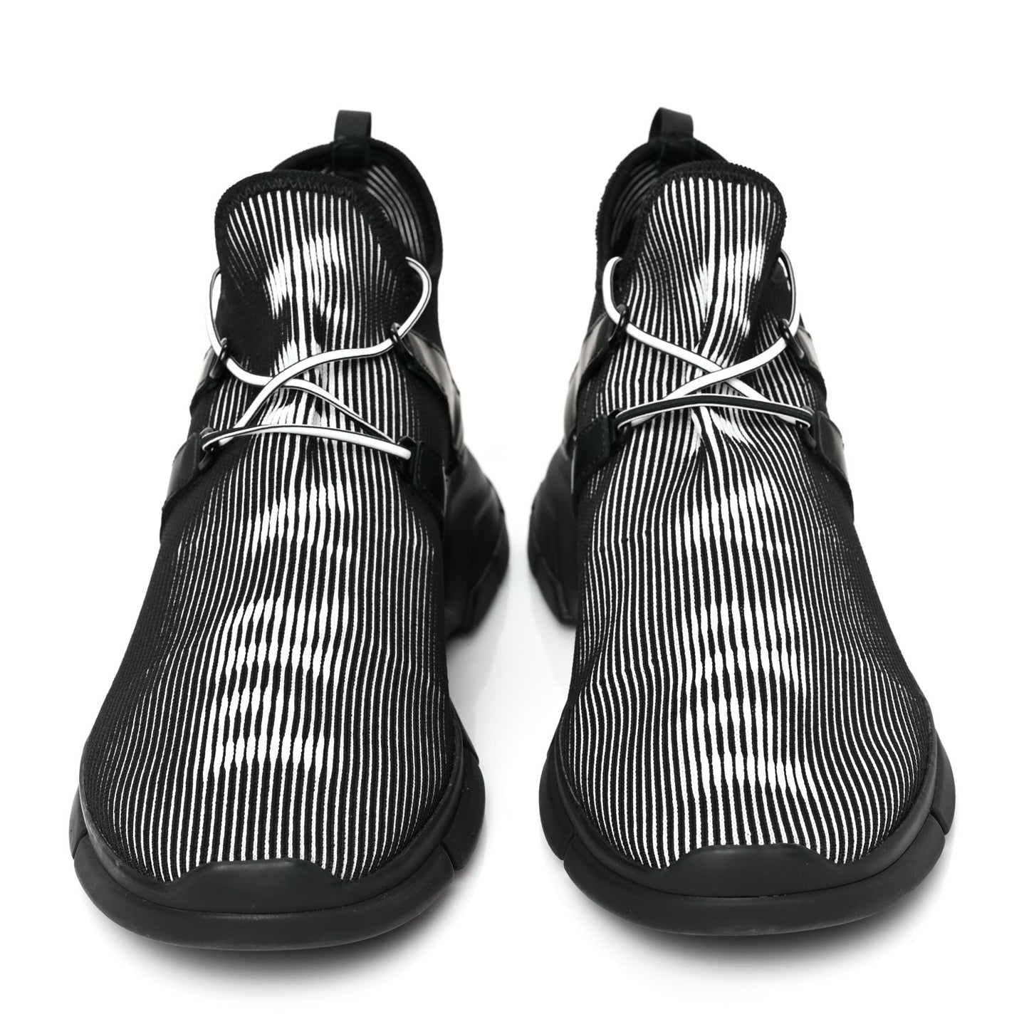 Knit Fabric Mens Logo Sneakers 9 Black White