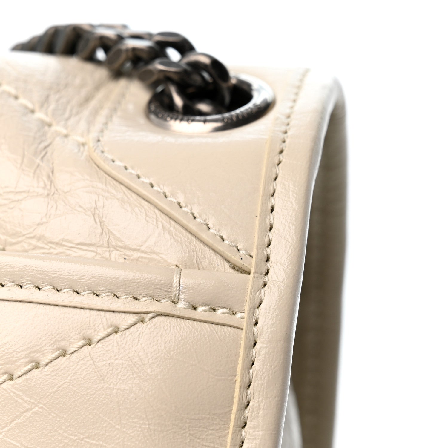 Saint Laurent Crinkled Calfskin Matelasse Monogram Medium Niki Chain Satchel Crema Soft 12 of 12