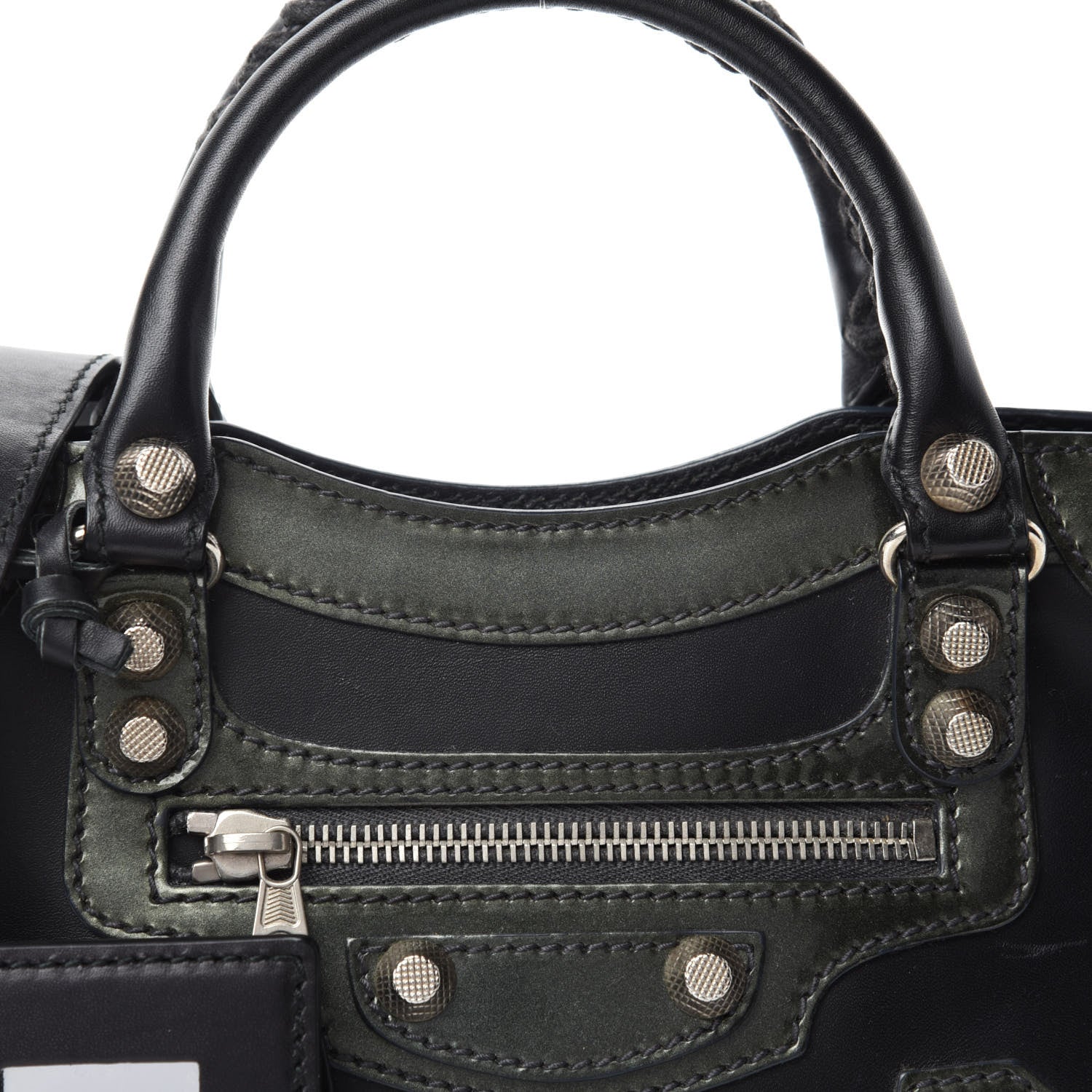 Balenciaga Smooth Calfskin Metallic Patent Giant 12 Silver Hardware Mini City Black Gris 10 of 10