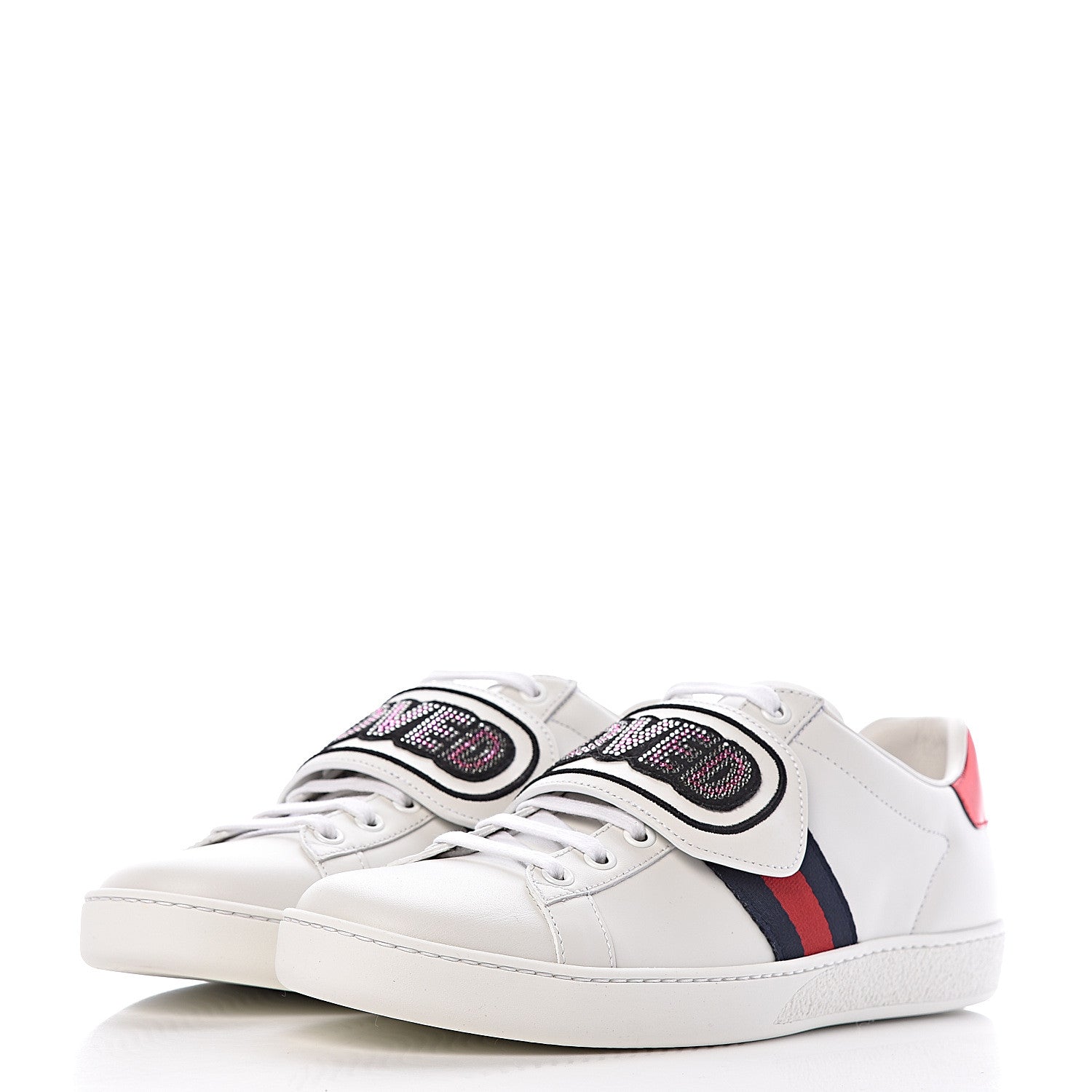 Gucci Calfskin Crystal Web LOVED Embroidered Ace Sneakers 40 White 3 of 10