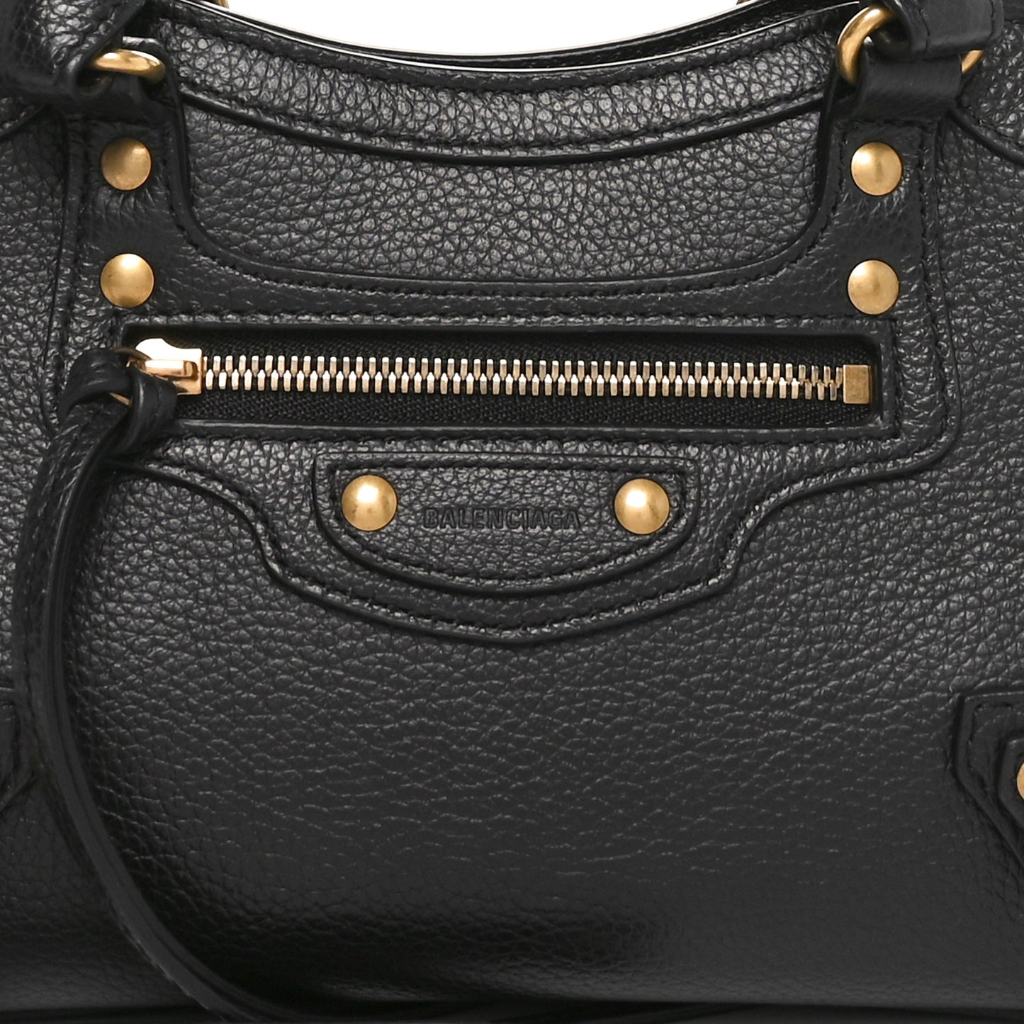 Grained Calfskin Neo Classic Gold Hardware Mini City Black