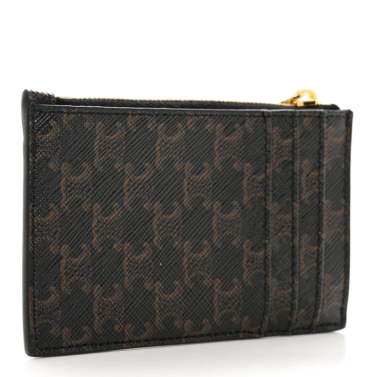 Triomphe Canvas Zipped Card Holder Tan
