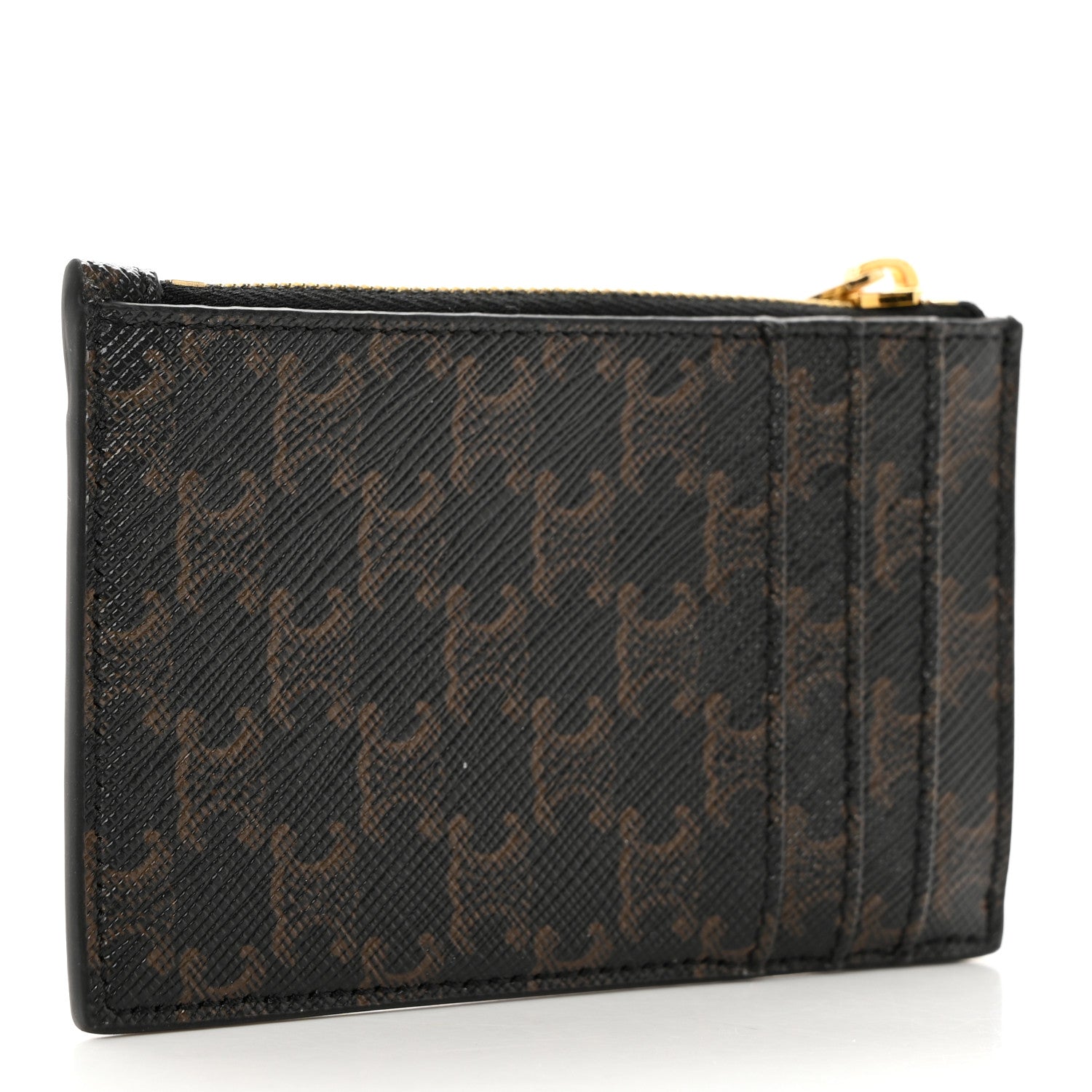 Celine Triomphe Canvas Zipped Card Holder Tan 3 of 10
