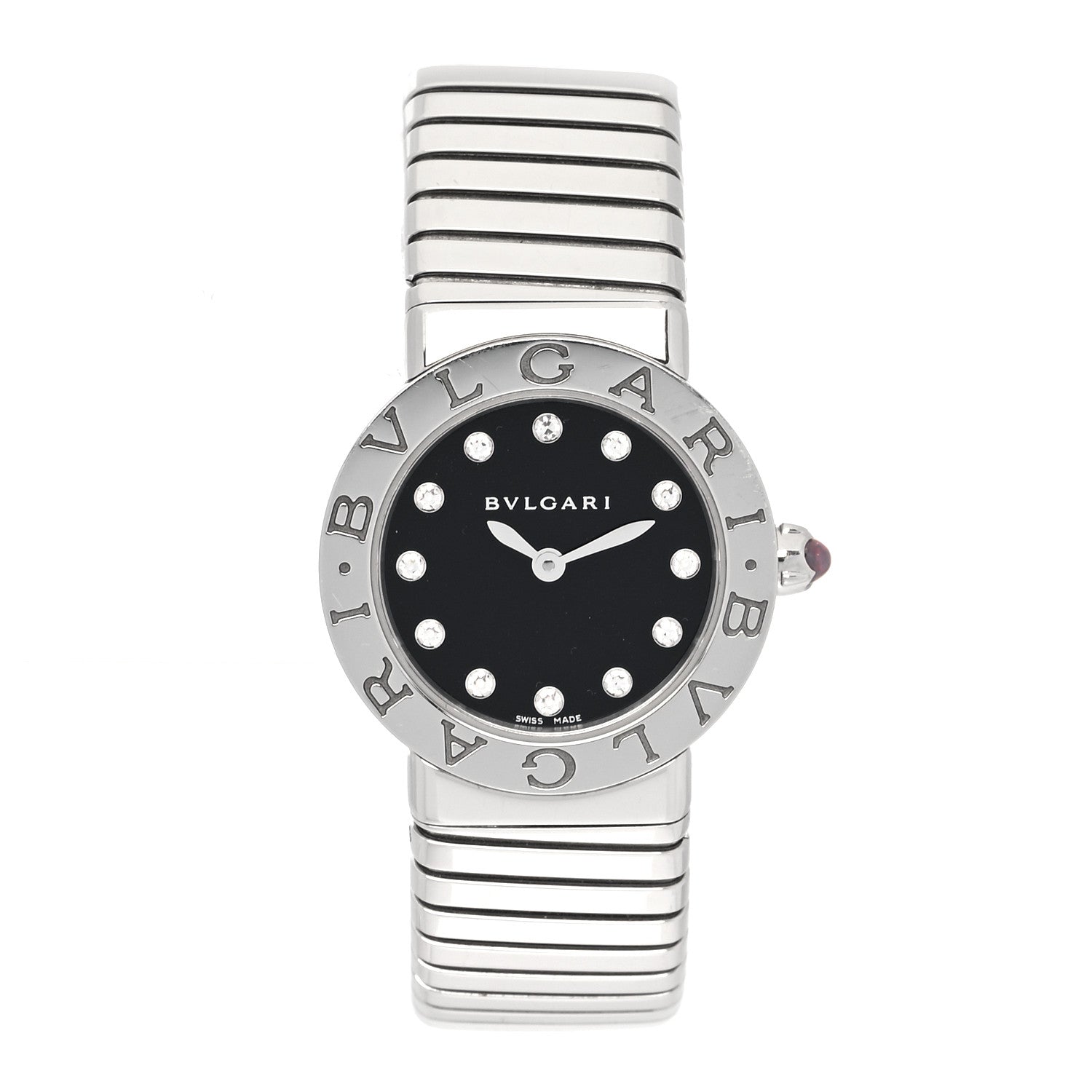 Bulgari Stainless Steel Diamond 26mm Tubogas Quartz Watch Black 1 of 5