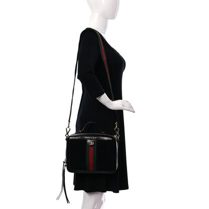 Gucci Suede Patent Web Small Ophidia Top Handle Shoulder Bag Black 2 of 9
