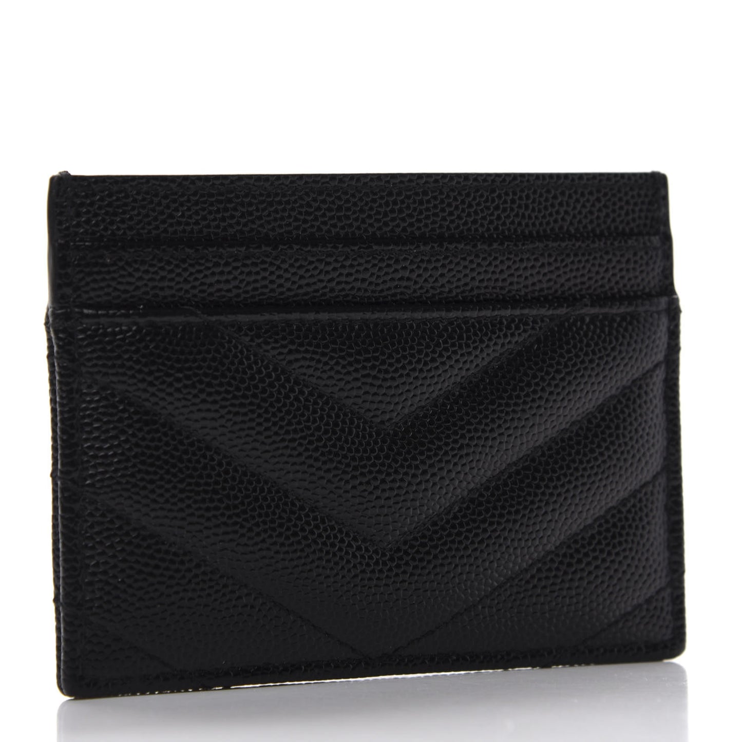 Grain De Poudre Matelasse Chevron Monogram Credit Card Case Black