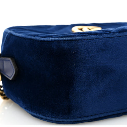 Gucci Velvet Matelasse Small GG Marmont Chain Shoulder Bag Cobalt 10 of 11