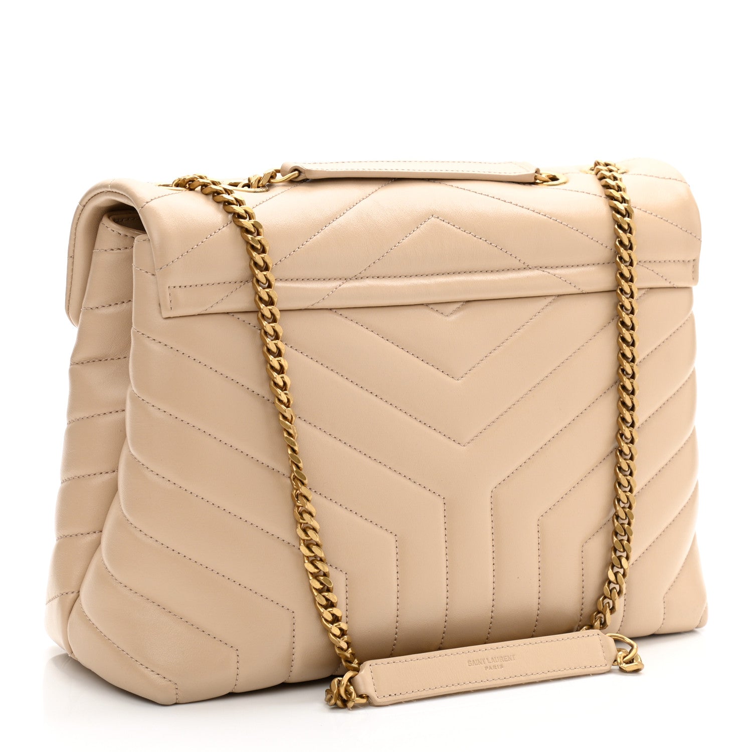 Saint Laurent Calfskin Y Quilted Monogram Medium Loulou Chain Satchel Dark Beige 3 of 12