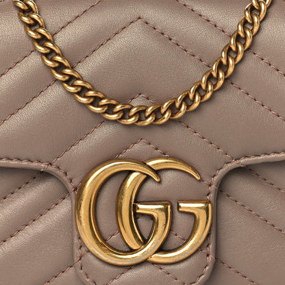 Gucci Calfskin Matelasse Super Mini GG Marmont Shoulder Bag Porcelain Rose 8 of 10