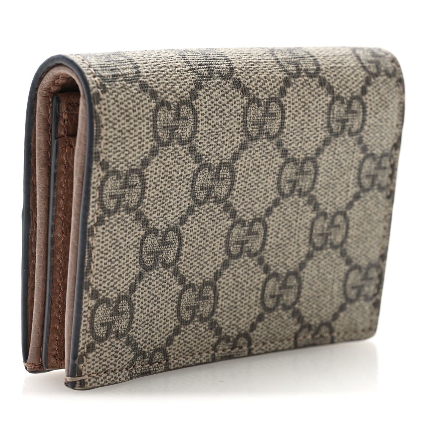 Dollar Calfskin GG Supreme Monogram GG Marmont Card Case Porcelain Rose Beige Ebony