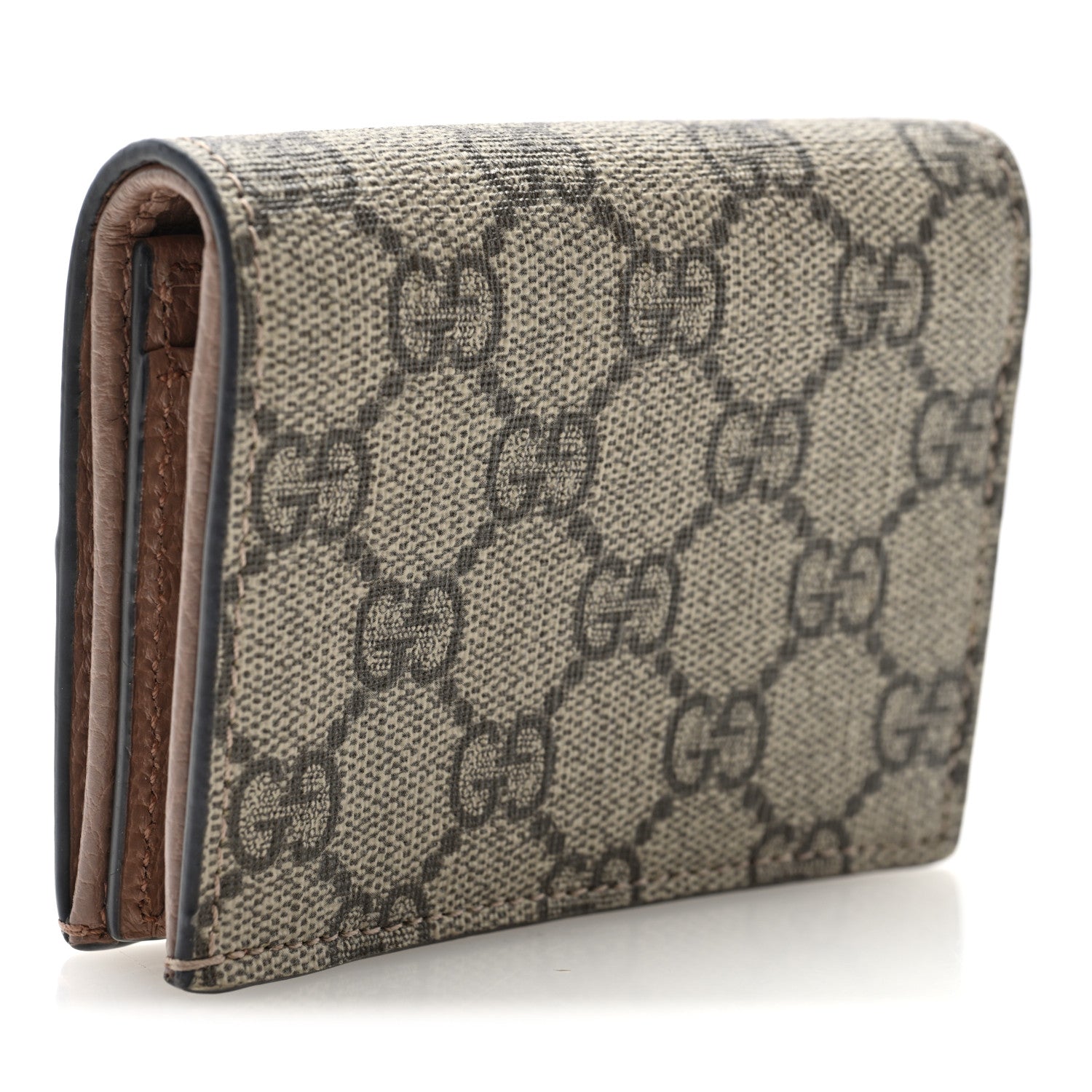 Gucci Dollar Calfskin GG Supreme Monogram GG Marmont Card Case Porcelain Rose Beige Ebony 3 of 7