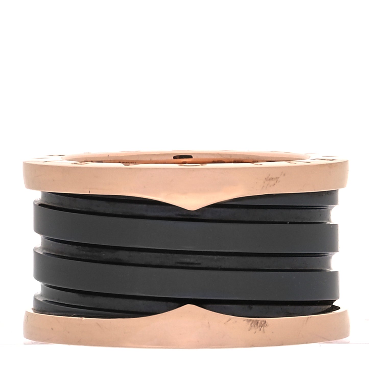 18K Rose Gold Black Ceramic B.Zero1 Four-Band Ring 51 5.75
