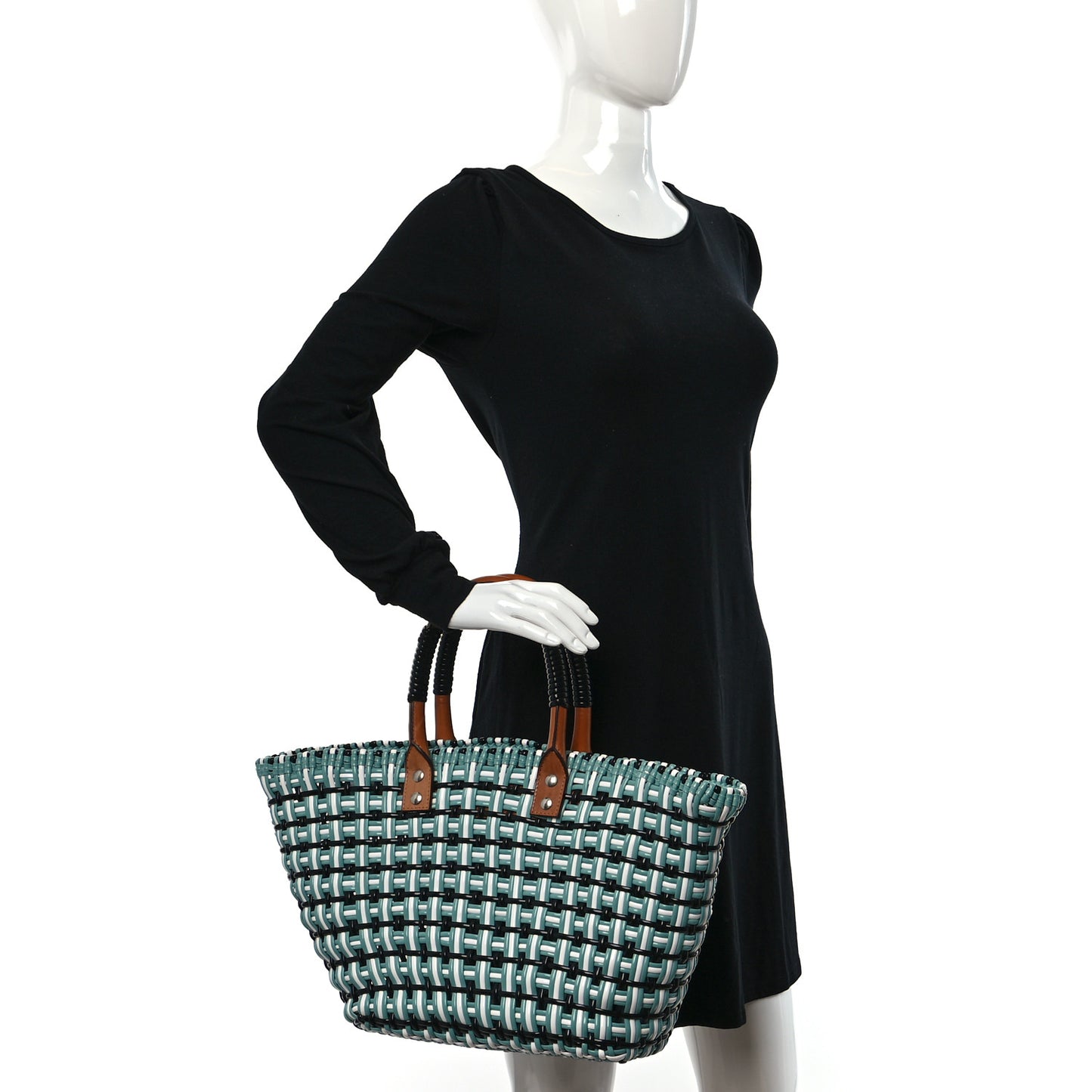 PU Calfskin Bistrot Panier Tote Blue