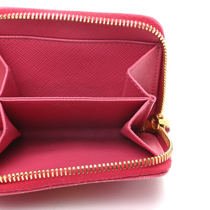 Prada Saffiano Metal Zip Coin Purse Peonia 5 of 10