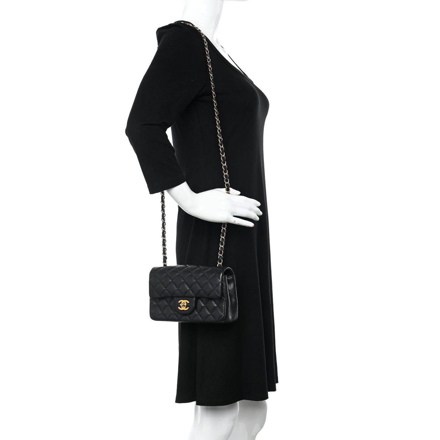 Caviar Quilted Mini Rectangular Flap Black