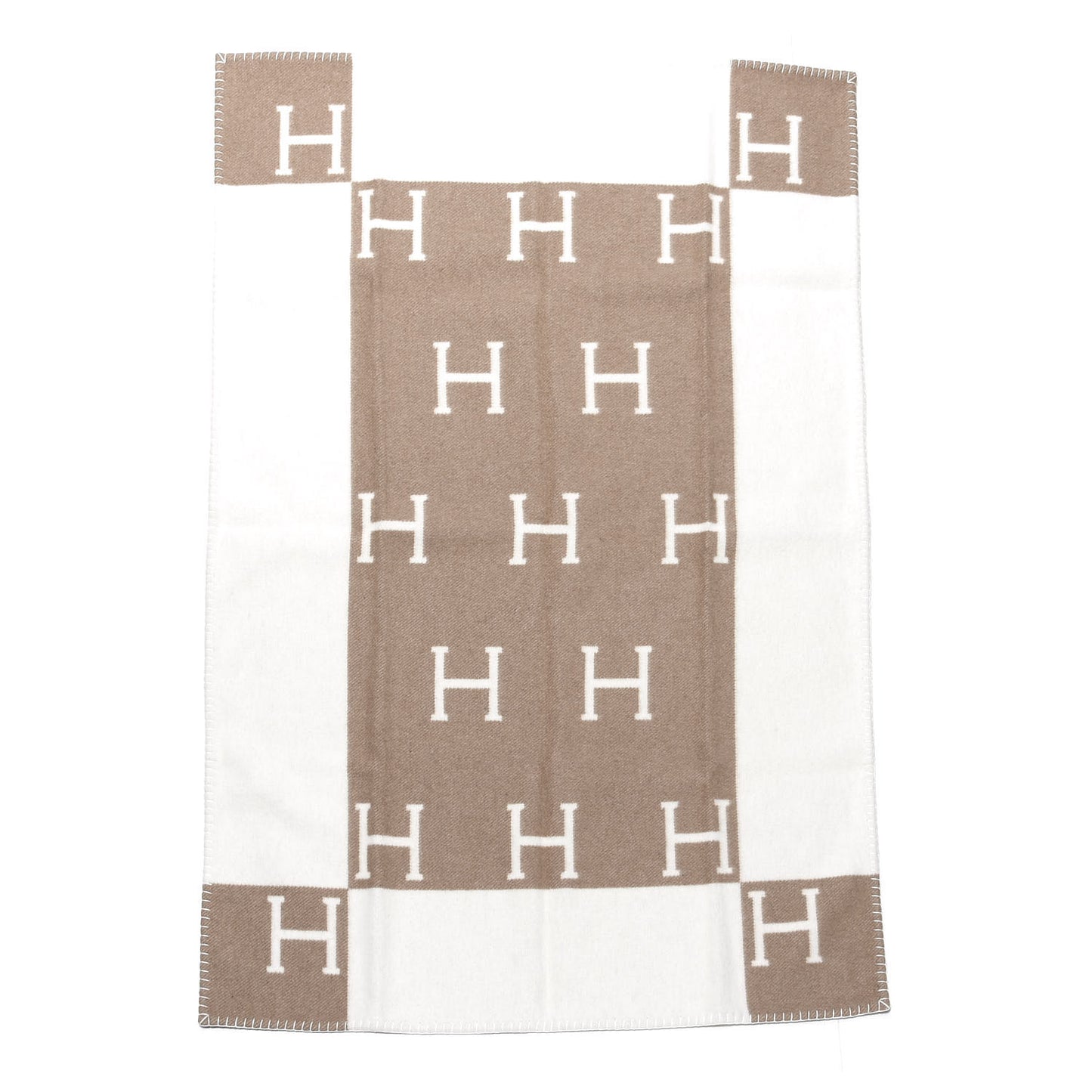 Wool Cashmere Avalon Baby Blanket Noisette Moyen White
