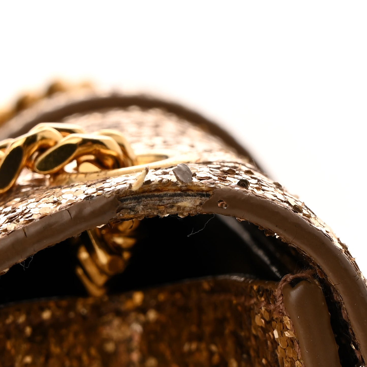 Glitter Monogram Galactica Satchel Gold