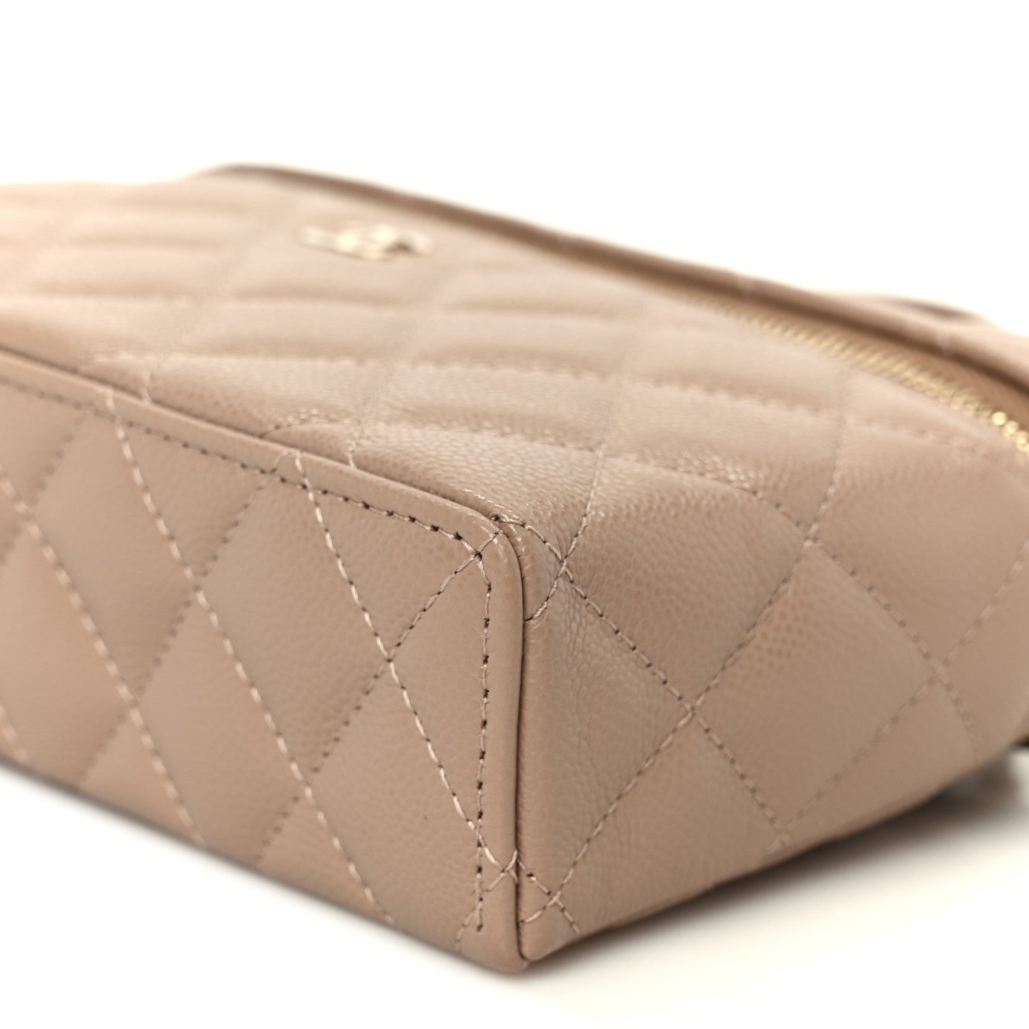 Chanel Caviar Quilted Top Handle Slim Vanity With Chain Dark Beige 10 of 11
