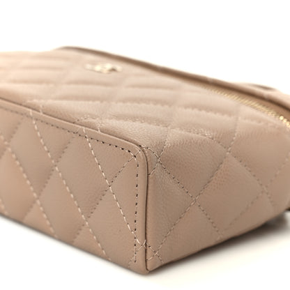 Chanel Caviar Quilted Top Handle Slim Vanity With Chain Dark Beige 10 of 11