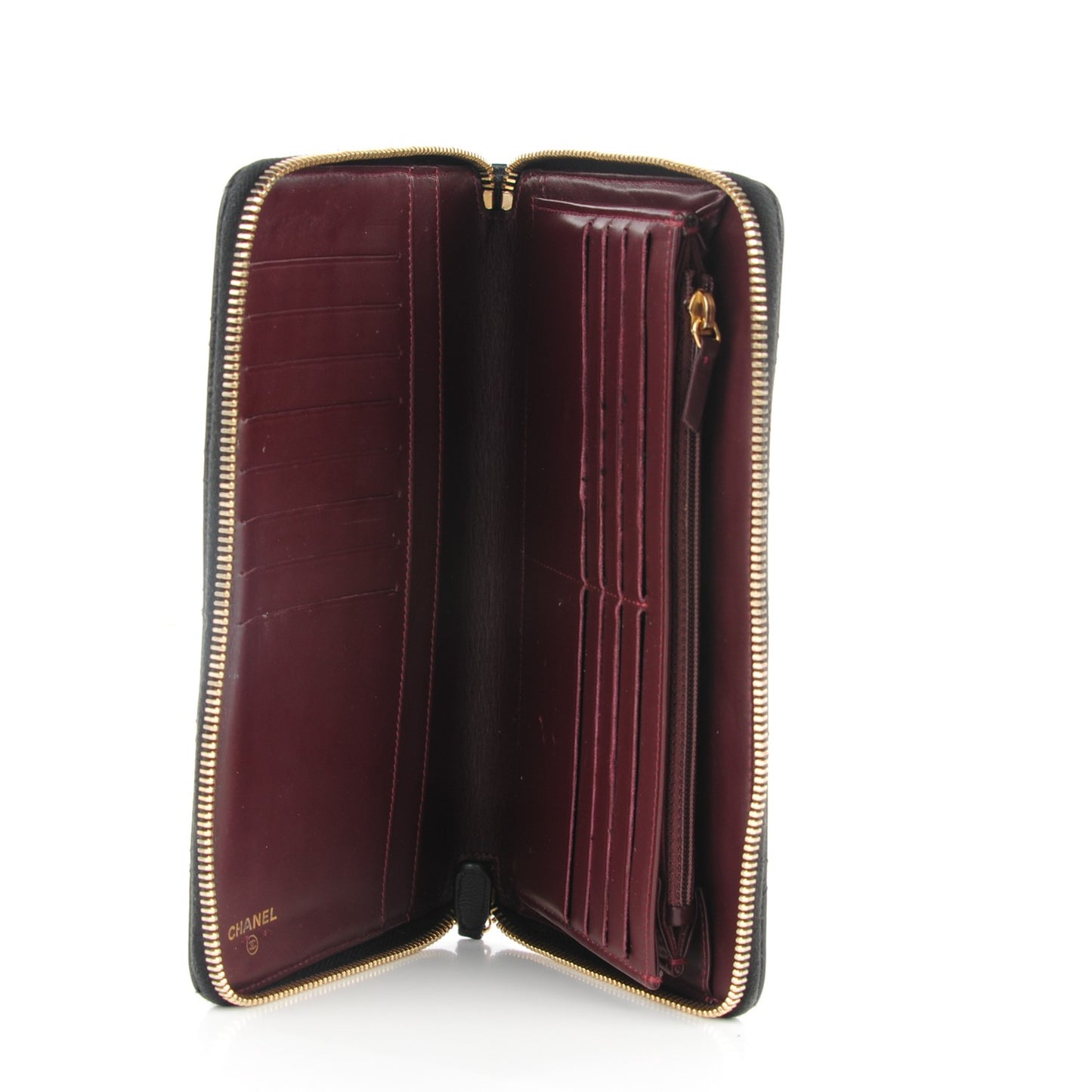 Caviar Quilted Large Zipped Wallet Black