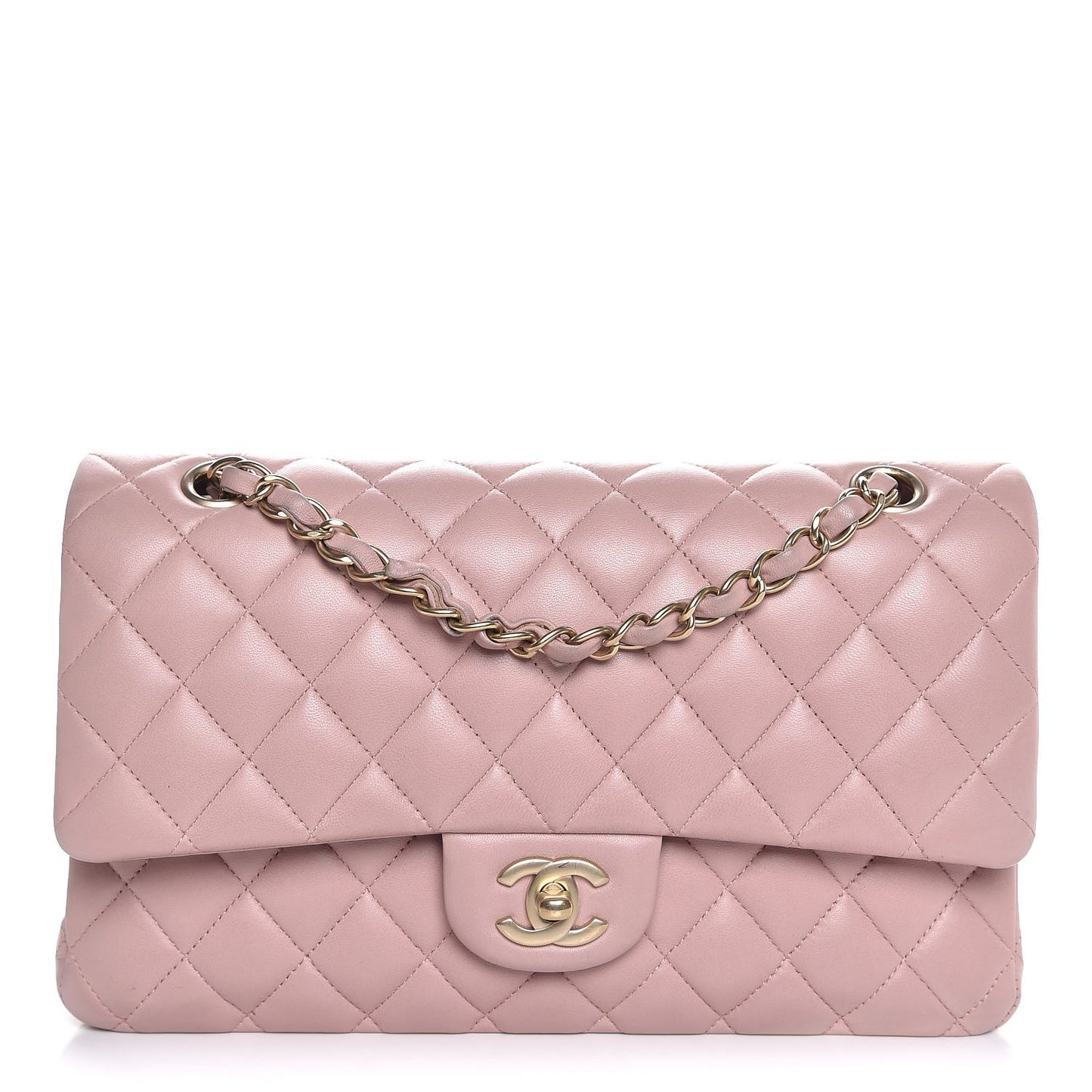 Lambskin Quilted Medium Double Flap Pink