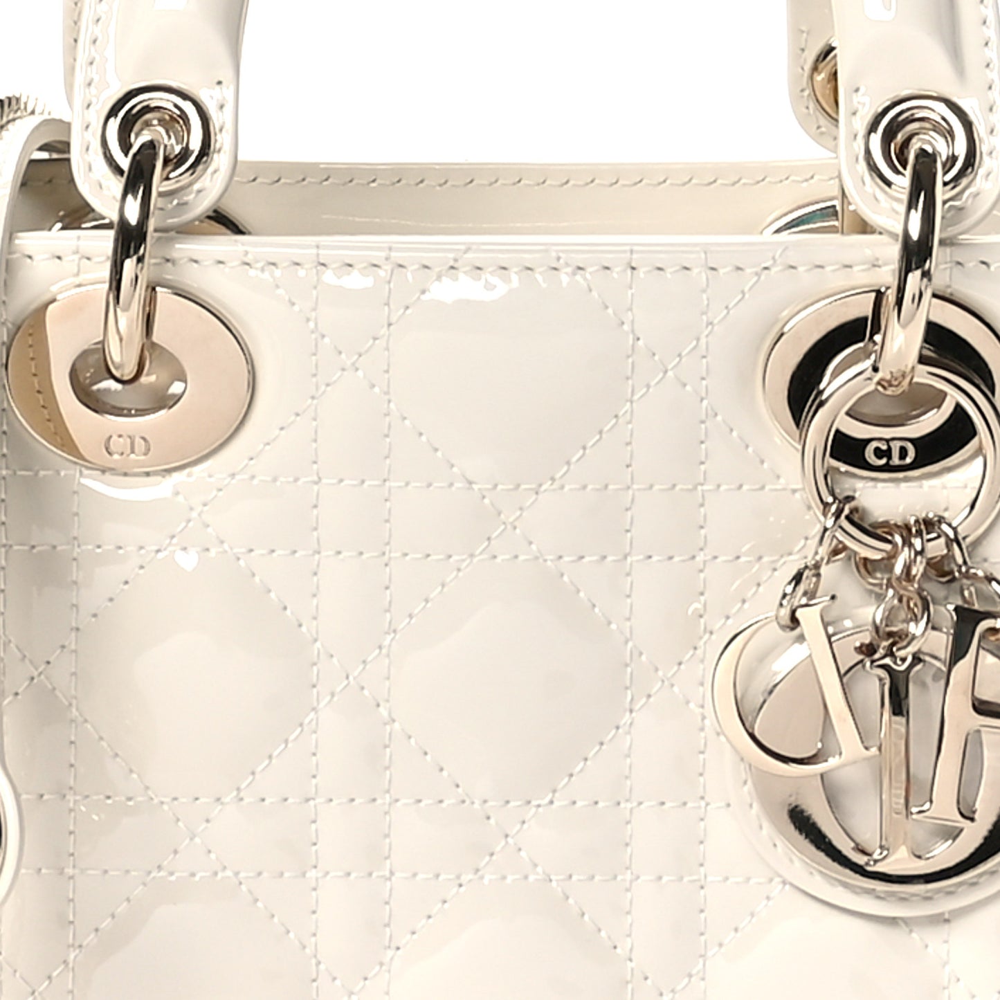 Patent Cannage Mini Lady Dior Latte