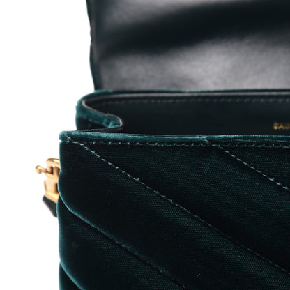 Saint Laurent Velvet Y Quilted Monogram Toy Loulou Chain Satchel Dark Ottanio 9 of 13