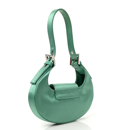 Fendi Silk Satin Mini Cookie Hobo Bag Spring Turquoise 4 of 9