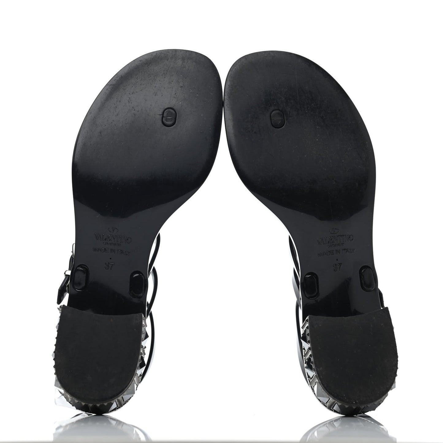 PVC Jelly Studded Ankle Wrap Low Heel Thong Sandals 37 Black