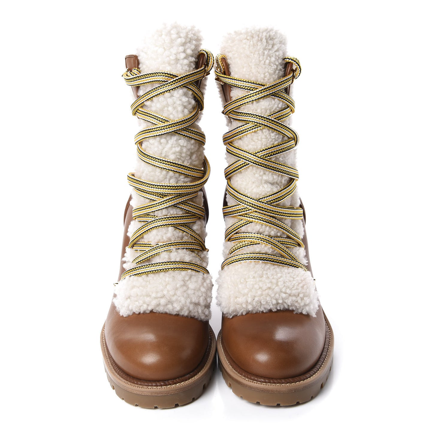 Calfskin Shearling Yetita 70 Hiker Booties 39 Cuoio Naturel