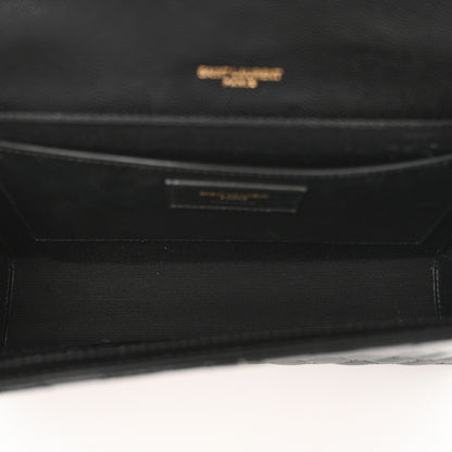 Saint Laurent Grain De Poudre Textured Mixed Matelasse Triquilt Medium Monogram Satchel Black 5 of 10
