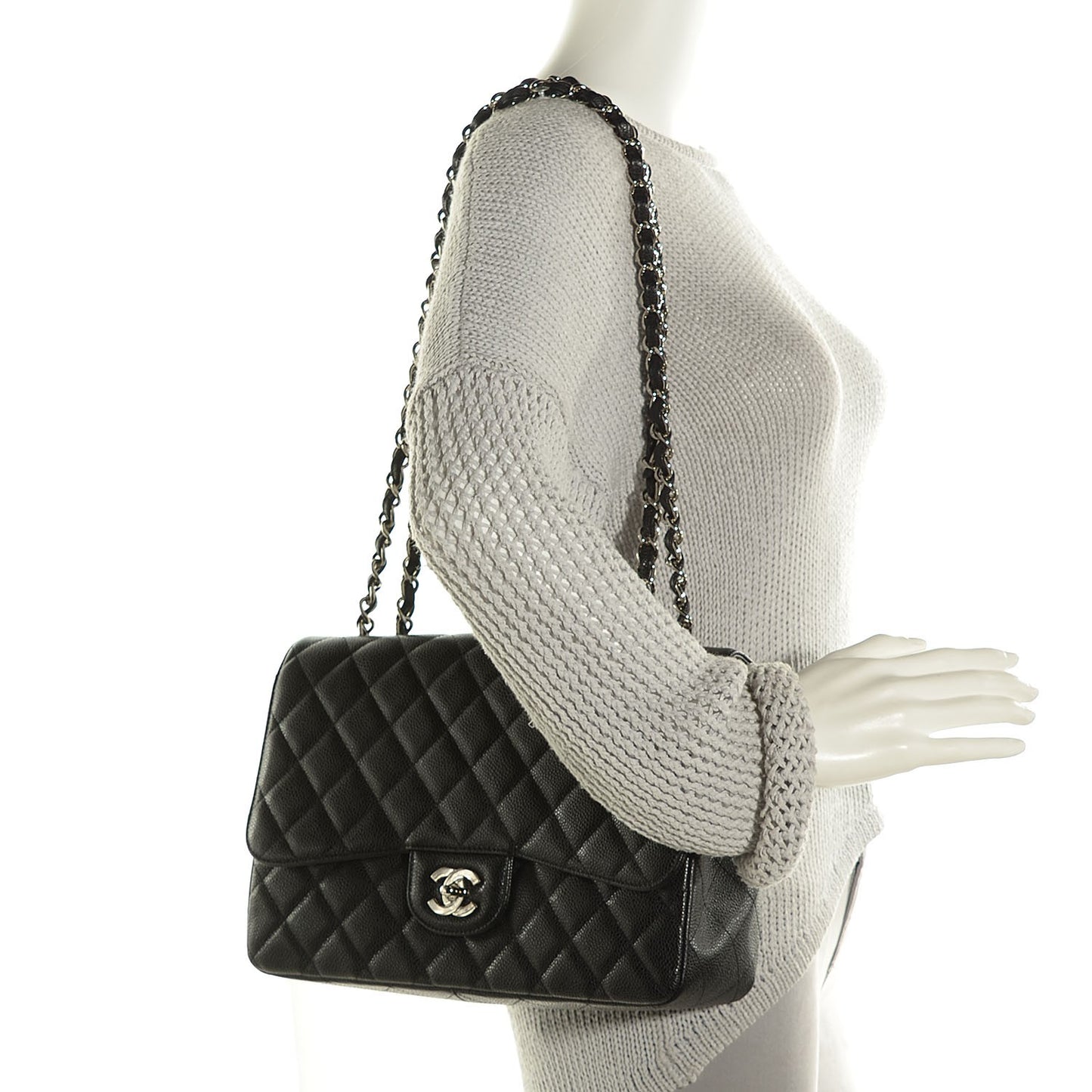 Caviar Quilted Jumbo Single Flap Black