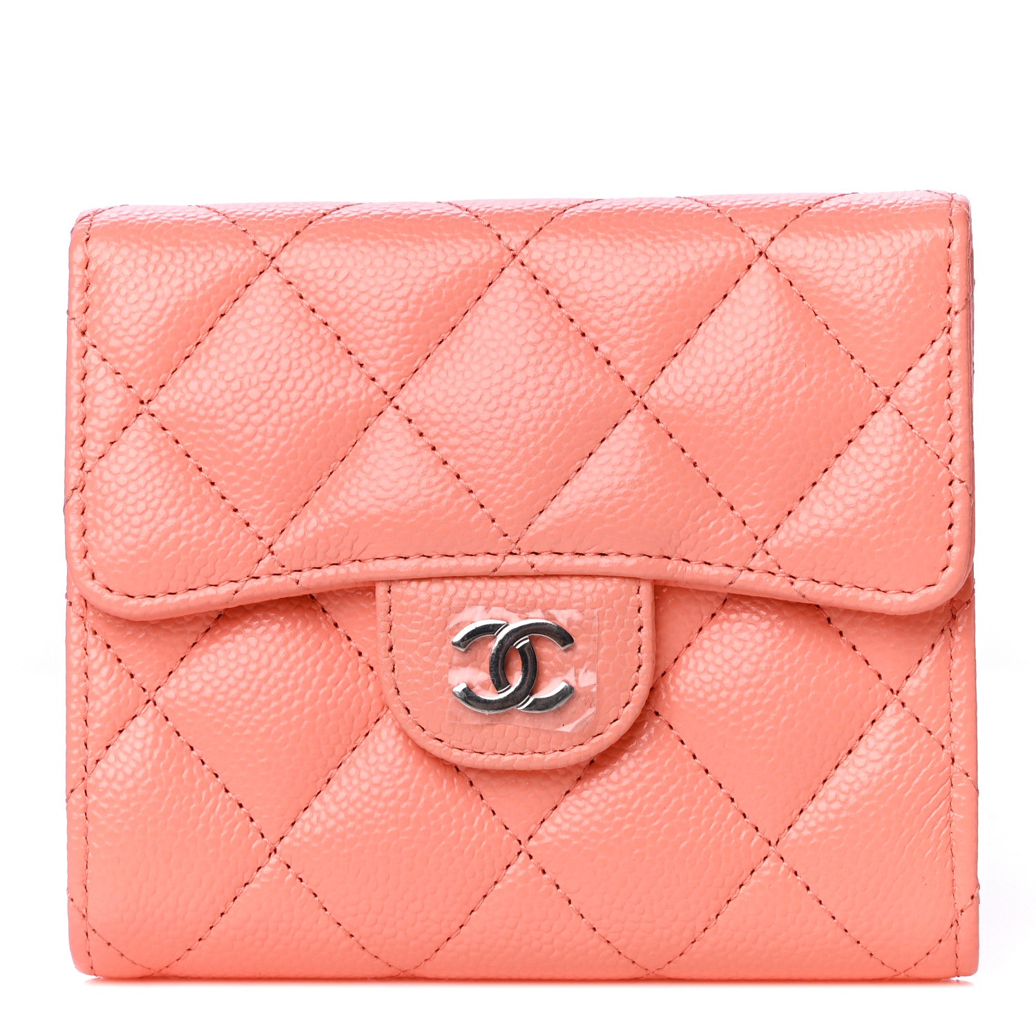 Chanel Caviar Quilted Compact Flap Wallet Coral 1 of 10
