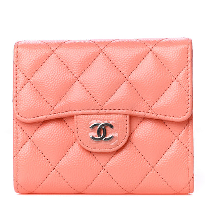 Chanel Caviar Quilted Compact Flap Wallet Coral 1 of 10