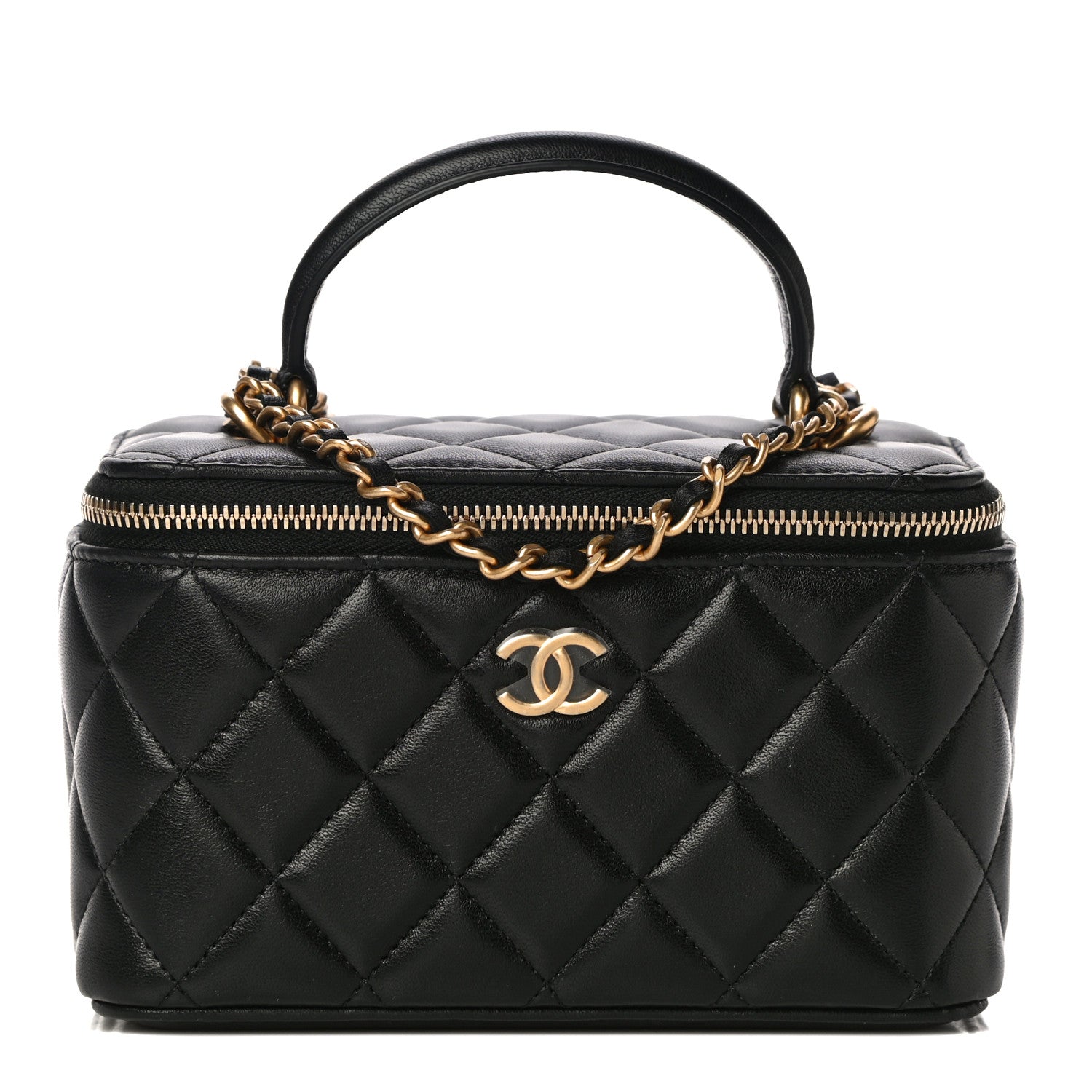 Chanel Lambskin Quilted Small Top Handle Vanity Case With Chain Black 1 of 12