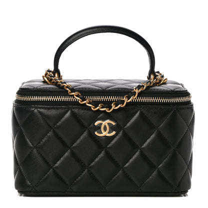 Chanel Lambskin Quilted Small Top Handle Vanity Case With Chain Black 1 of 12