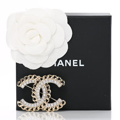 Chanel Crystal Chain CC Brooch Gold 4 of 4