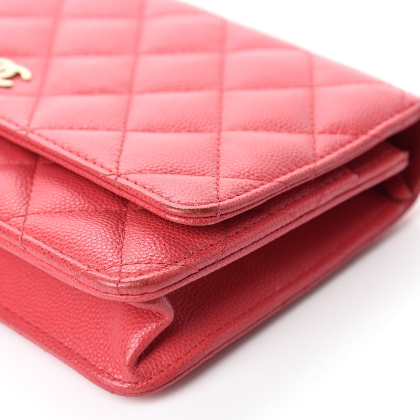 Caviar Quilted Wallet On Chain WOC Dark Pink