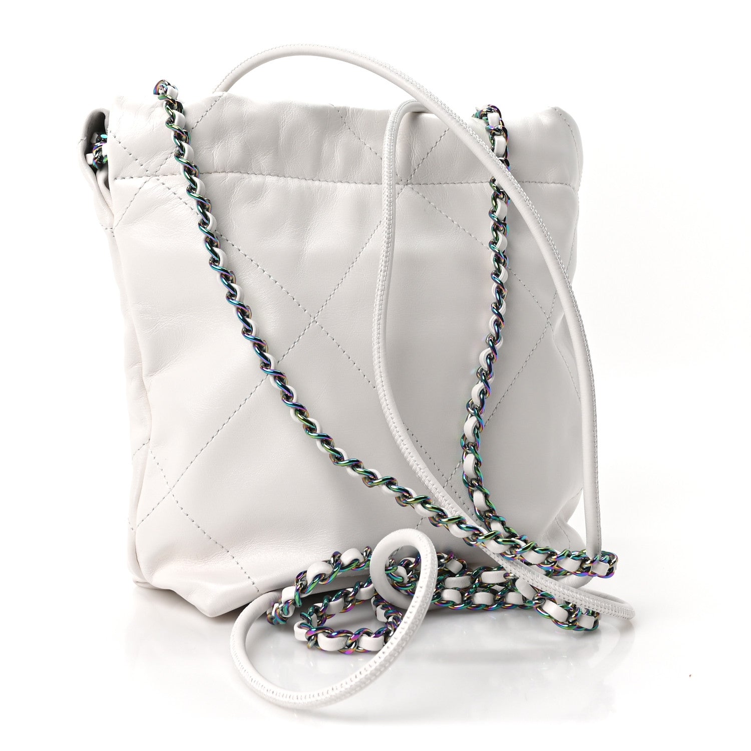 Chanel Shiny Calfskin Quilted Rainbow Mini Chanel 22 White 3 of 10
