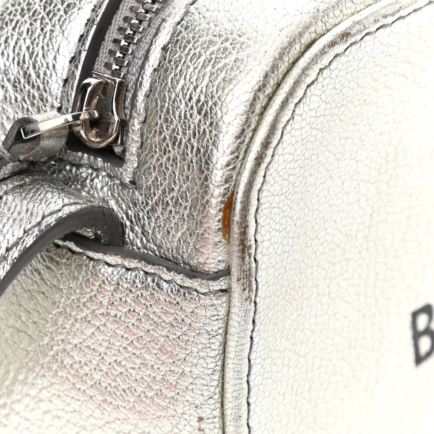 Balenciaga Metallic Goatskin Logo XS Everyday Camera Bag Argent Black 14 of 15