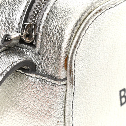 Balenciaga Metallic Goatskin Logo XS Everyday Camera Bag Argent Black 14 of 15