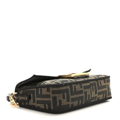 Fendi Fabric Jacquard FF 1974 Mini Baguette Tobacco Moro Black 4 of 9