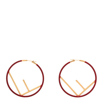 Fendi Metal Enamel Large F is Fendi Hoop Earrings Red Gold 1 of 5
