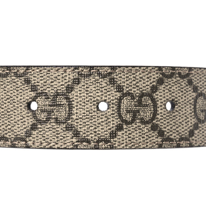 Gucci GG Supreme Monogram Plutone Calfskin Double G Reversible 30mm Belt 85 34 Beige Ebony New Acero 3 of 9